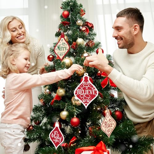 Large Christmas Wooden Ornaments to Paint 10Pcs, DIY Blank Unfinished Bell Wood Cutout Ornament for Crafts Hanging Decorations, Halloween Sophena