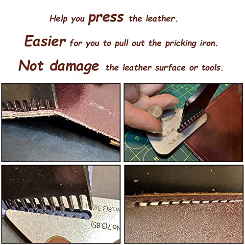 Hisew- Leather Stitching Punch Aid Pulling Plate and Scissor Kit, Diamond Lacing Chisel or Pricking Iron Aid Mate, Leather Craft Work Tools Hisew