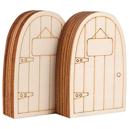 Happyyami 20pcs Fairy House Door Unfinished Wood Slices Garden Fairy Door miniture House Furniture Miniature elf Door Fairy Ornament DIY Craft - WoodArtSupply