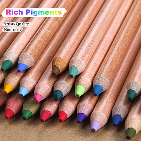 KALOUR Pro Pastel Chalk Colored Pencils,Set of 50 Colors,Color Charcoal Pencils for Drawing Sketching Coloring Shading,Art Supplies for Adults KALOUR