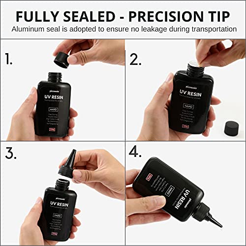 Piccassio UV Resin Clear 200g - Upgraded Hard Type UV Glue - Rapid Cure Craft Resin Using UV Light - Casting and Coating - Make DIY Crafts - Jewelry, Piccassio