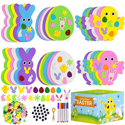 Max Fun 302pcs Foam Stickers Set DIY Egg Chick Easter Decorations for Kids Crafts Party Favors Supplies (Easter Egg+Bunny+Chicks)