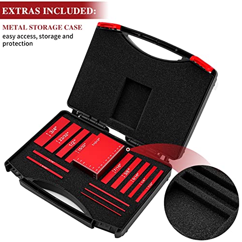 Setup Blocks Height Gauge Set, Packing 15 PCS Precision Solid Aluminum Router Table Saw Fence Set Up Bars for Woodworking ，Laser Engraved Size Aigreat