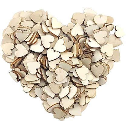 300 Pcs 0.8 Inch Unfinished Wood Heart Slices Blank Natural Wooden Hearts Shapes Ornaments Tags for DIY Wedding Art Crafts Valentine Decorations