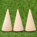 SUPVOX 10pcs Natural Wood Cone Ring Holders Unpainted Wooden Cones to Craft Paint Jewelry Display Stand 2.5x5cm SUPVOX
