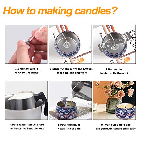 BBAXI Candle Making Kit, Including 32oz/900ml Candle Making Pouring Pot, 16oz Natural Soy Wax, 4Pcs Wooden Candle Wicks Holder, 60Pcs Candle Wicks,