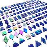 KALUCION Magic Iridescent Blue Stained Glass Mosaic Tiles, 280 Pieces Mixed 4 Shapes Tiffany Stained Glass Kit Mosaic Glass Pieces for Crafts KALUCION
