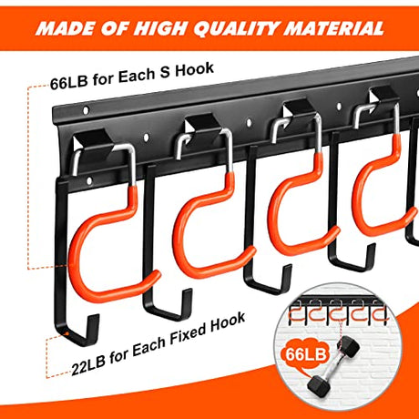 TVKB 68'' All Metal Garden Tool Organizer Adjustable Garage Tool Organizer Wall Mount Garage Organizers and Storage with Heavy Duty Hooks Tool TVKB