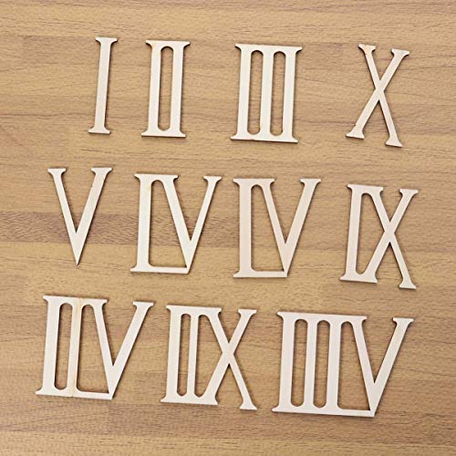 Supvox 24 Pcs Unfinished Wood Letters Roman Numerals Shapes Wooden Slices Wood Numerics Numbers Ornaments for Arts and Crafts 7cm SUPVOX