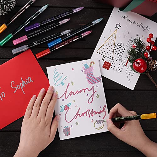 Mr. Pen- Double Line Outline Markers, 10 Colors, Shimmer Markers, Self-Outline Metallic Markers, Outline Pens, Craft Pens Mr. Pen