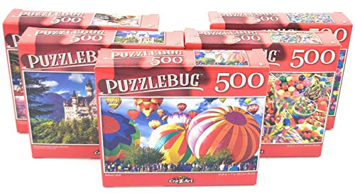 500 Piece Puzzle Variety Pack of 5 Different Puzzles - Colorful, Fun Puzzle Designs - Perfect for Kids of All Ages - Puzzlebug, Artbox, CRA-Z-Art Puzzlebug