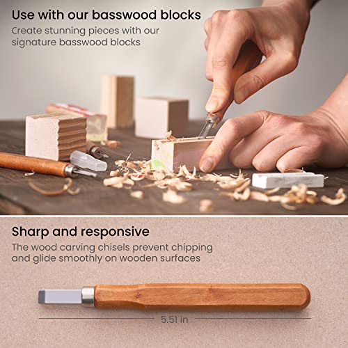 Arteza Wood Carving Tools Kit, 12 Cherry Wood Carving Tools with Steel Nozzles, Craft Supplies for DIY Projects ARTEZA