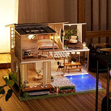 Spilay DIY Dollhouse Miniature Wooden Furniture Kit,Handmade Craft Mini Villa Model with Dust Proof Cover and Music Box,1:24 Scale Creative Doll Spilay