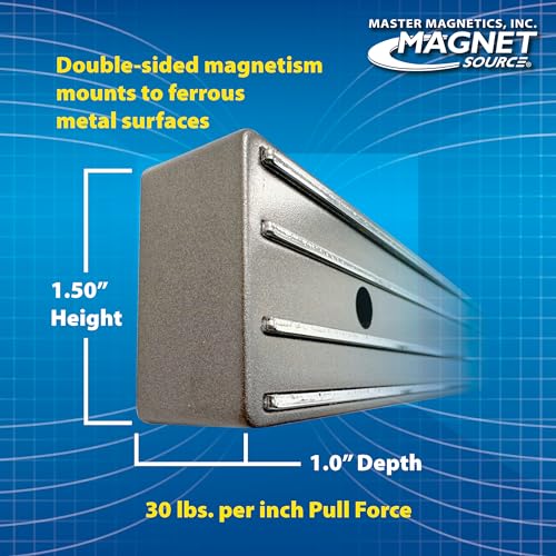 Master Magnetics Magnetic Tool Holder with Magnetic Mount - 12" Wide, 30 lb per inch Pull, Gray, 07576 - WoodArtSupply