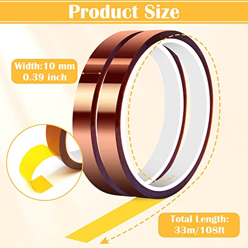 2 Packs Heat Resistant Tape for Heat Press Sublimation, High Temperature Heat Transfer Tape No Residue Thermal Transfer Tape for Dye Sublimation, Billbotk