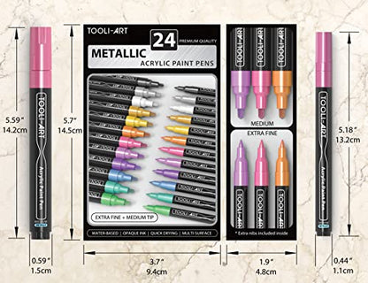 Acrylic Paint Markers Paint Pens Special Colors Set Extra Fine And Medium Tip Combo For Rock Painting, Canvas, Fabric, Glass, Mugs, Wood, Ceramics,
