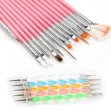20pc Nail Art Painting Brush Pen Tools Kit UV Gel Building Drawing Linering Brushes Set Mandala Nail Dotting Pens (Pink) Lifextol