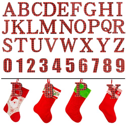 124 Pcs Christmas Stocking Letter Numbers Tags Personalized Wooden Letters Numbers Stocking Letter Number Wood Letter Signs Cutouts for DIY Crafts, - WoodArtSupply