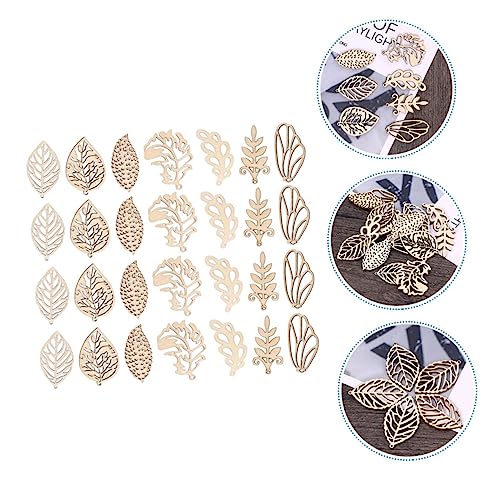 Abaodam 50Pcs Christmas Stickers Flower centerpieces Wooden Decor Christmas Unfinished Wooden Ornaments DIY Wood Leaf Cutouts Christmas Wood Chips Abaodam