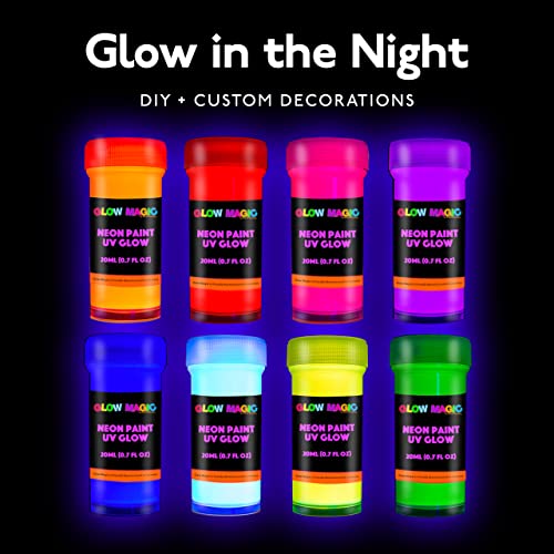 individuall Glow in The Dark Paint - Set of 8, 20 mL Reflective Acrylic Paints for Outdoor and Indoor Use on Canvas, Walls and Ornament Painting - - WoodArtSupply