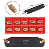 VeYocilk CNC Lathe Turning Tool Holder:SPB26-3 Grooving Cut-Off Tool with 10pcs GTN-3 SP300 Carbide Inserts Blades VeYocilk