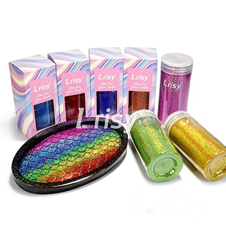 Lrisy Holographic Extra Fine Glitter Powder with Shaker Lid, Craft Glitter Sequins for Epoxy Resin, Slime,Tumblers,Nail&Painting Arts 140g/4.5oz Lrisy's