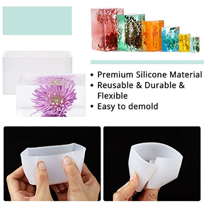 Gartful Rectangle Resin Molds, 6PCS Cube Silicone Molds, Resin Epoxy Casting Molds for DIY Ornaments Crafts Projects, Candles, Soaps, Dried Flower - WoodArtSupply