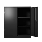 Metal Storage Cabinet with Doors and Shelves, Black Garage Cabinets, Steel Locking Storage Cabinet for Home Office Warehouse, 42”H×36”W×18”D Zacis