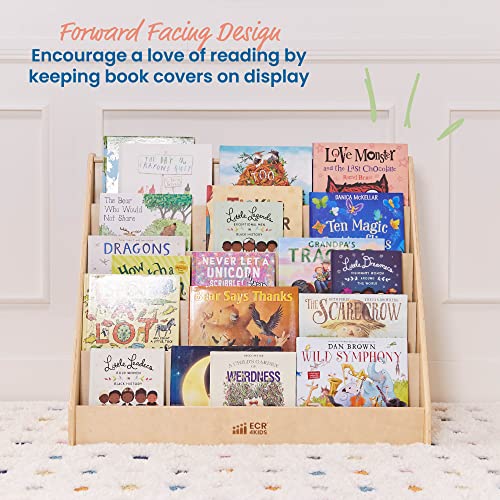 ECR4Kids Single-Sided Book Display, Classroom Bookshelf, Natural - WoodArtSupply