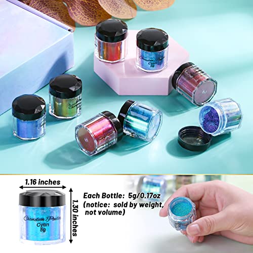 Chameleon Powder Pigment, 8 Color Changing Mica Powder for Epoxy Resin Tumblers, Update Chrome Powder for Nails Art Makeup Paints Crafts Candle Cruzix