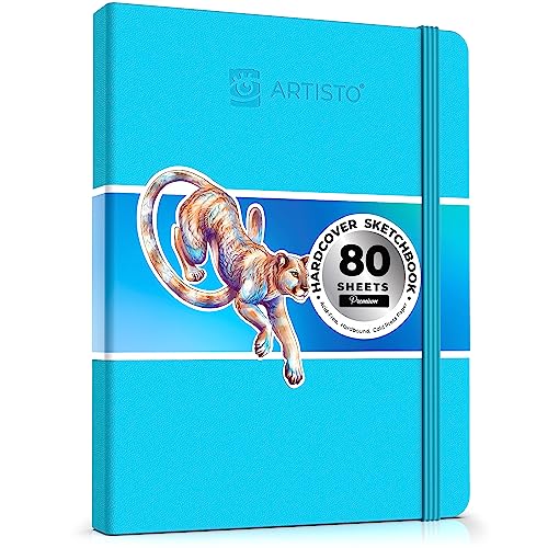 ARTISTO 8.5x11" Premium Hardcover Sketchbook - 80 Sheets (125 GSM), Acid-Free Drawing Paper, Hardbound Sketch Pad with Inner Pocket, Elastic Closure, - WoodArtSupply