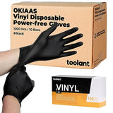 OKIAAS Black Disposable Gloves Large, Vinyl Gloves Disposable Latex Free, 5 mil, 50 Count, for Food Prep, Household Cleaning, Hair Dye, Tattoo OKIAAS