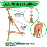 U.S. Art Supply Topanga 31" High Tabletop Wood Folding A-Frame Artist Studio Easel - Adjustable Beechwood Tripod Display Stand, Holds Up to 27" U.S. Art Supply