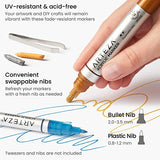 ARTEZA Metallic Acrylic Paint Markers, Set of 20, Paint Pens with Bullet and Wide Nib, Art & Craft Supplies for Glass, Pottery, Ceramic, Plastic, ARTEZA