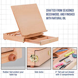 US Art Supply Adjustable Wood Artist Drawing & Sketching Board with Storage Drawer US Art Supply