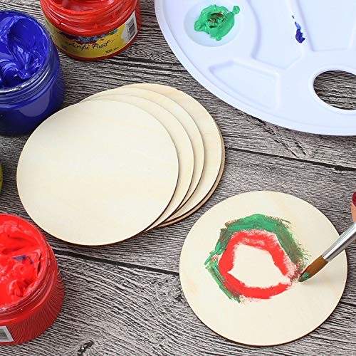 CertBuy 50 Pack 6 Inch Unfinished Wooden Circles, Round Wood Pieces Wooden Cutouts for Crafts, Door Hanger, Painting, Staining, Carving, Christmas,
