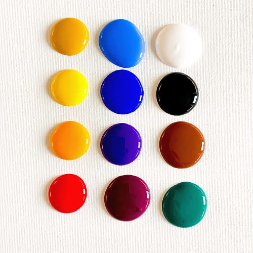 milo Acrylic Paint Set of 12 Colors | 8 oz Bottles | Student Primary Colors Acrylics Painting Pack | Made in the USA | Non-Toxic Art & Craft Paints milo