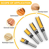 UTRUSTTO Pattern Flush Trim Router Bits 1/4 Inch Shank, Bottom Bearing Flush Trim Router bit Set, Cutting Diameter: 1/2", Cutting Height Respectively UTRUSTTO