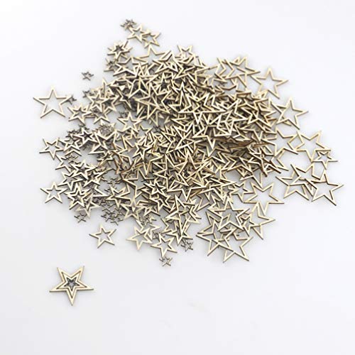EXCEART 200pcs Star Shape Unfinished Wood Pieces Wooden Hollow Star Embellishments Cutouts Wooden Frames Pendant DIY Craft Jewelry Making Charms EXCEART