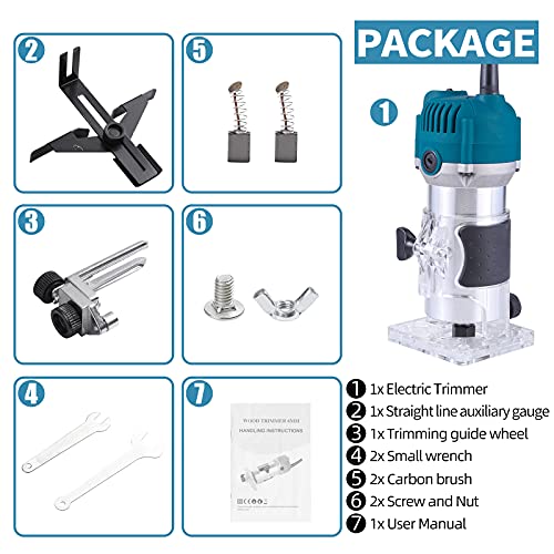Wood Router,Router Tool Wood Trimmer Router Electric Hand Trimmer Laminate Milling Engraving Hand Machine Joiner Tool Electric for Slotting Trimming QDCITT