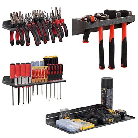 AHOWPD Screwdriver Organizer, Metal Plier Organizer Hammer Rack Screwdriver Holder Hand Tool Organizer and Storage Rack Wall Mount for Garage AHOWPD