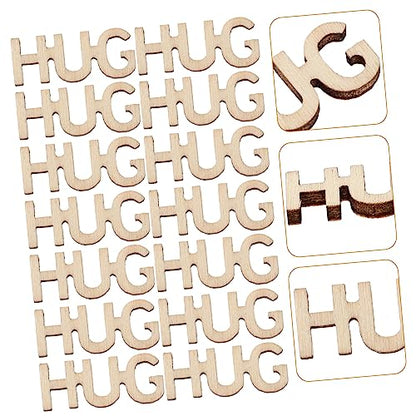 Artibetter 100pcs Wooden Table Scatter Hugs in a Jar Wooden Words Decor Unfinished Wood Letters Wooden Cutout Letter Wood Vase Filler Wooden Hug