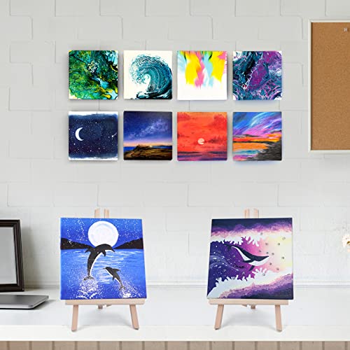ESRICH Mini Canvases for Painting, 5x5In Canvas in Bulk 18Pack, 2/5In Profile Small Square Canvas, Blank Canvases are Great for School Projects and ESRICH