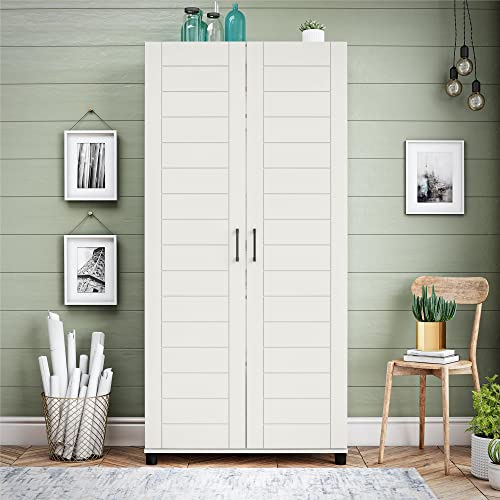 Systembuild Evolution Loxley 36" Wide 2 Door Shiplap Cabinet in White SystemBuild