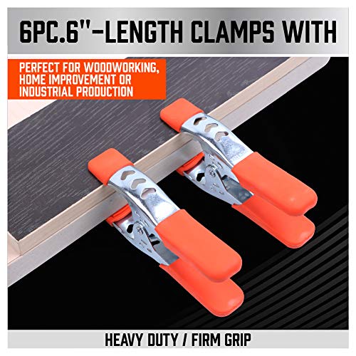 HORUSDY 6-Piece 6" inch Spring Clamp, Heavy Duty Spring Metal Spring Clamps, 2.5"-inch Jaw opening (6-Piece) HORUSDY