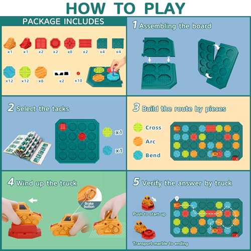 STEM Board Games Educational Learning Toys, Brain Teasers Puzzles Logical Road Builder, Montessori Preschool Birthdays Gifts for Kids Ages 3-8 Year - WoodArtSupply