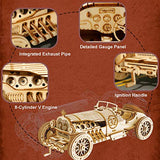ROBOTIME Model Car Kits - Wooden 3D Puzzles - Model Cars to Build for Adults 1:16 Scale Model Grand Prix Car ROBOTIME