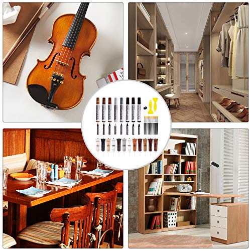 Wood Furniture Repair Kit - Set of 42 Hardwood Laminate Vinyl Floor Repair Kit Wood Fillers, Markers and Wax Sticks - Used for Cover Ups Scratches, SEISSO