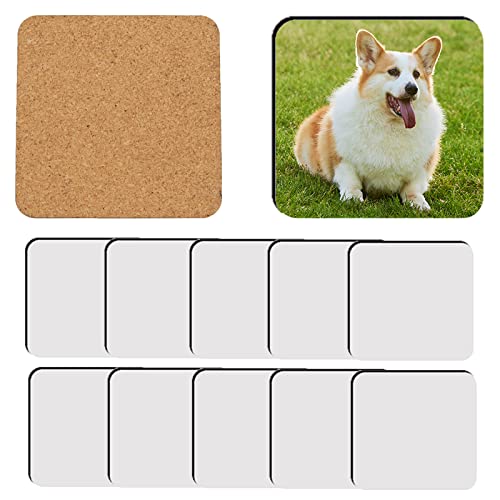 12 pcs Sublimation Square Coaster Blanks Products Bulk MDF Sublimation Coasters Blanks with Cork Back Hardboard Cork Coasters Blank MDF Sublimation AiDiYGECO