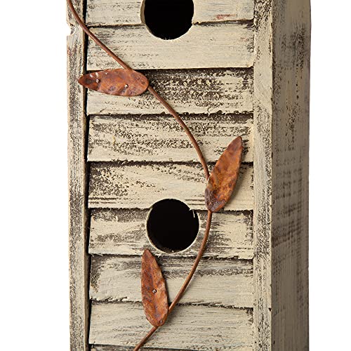 Glitzhome JK90154 3-Tier Hanging Bird House Wooden Window Shutters Birdhouse 18 Inch Tall, White - WoodArtSupply